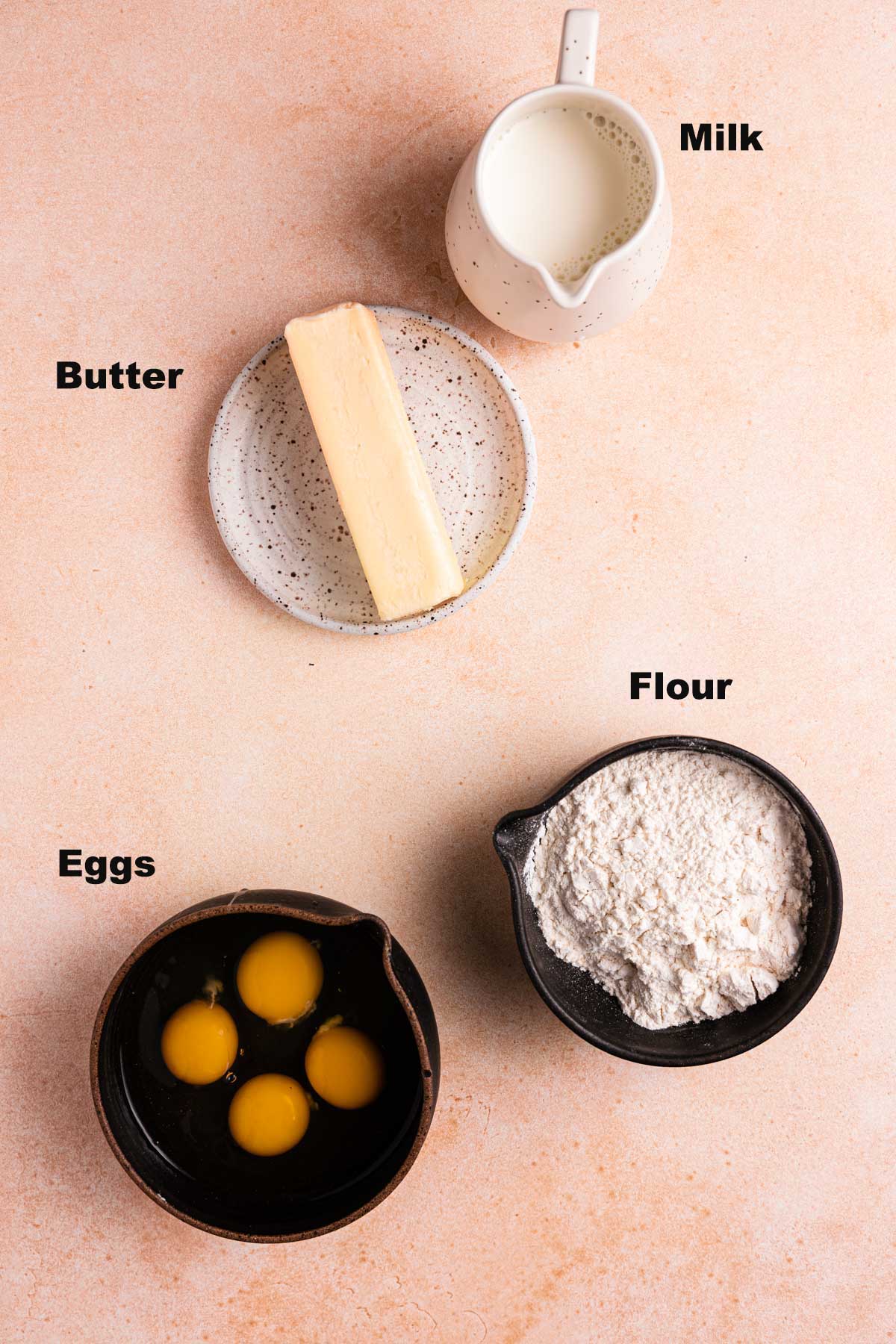 Ingredients to make choux pastry