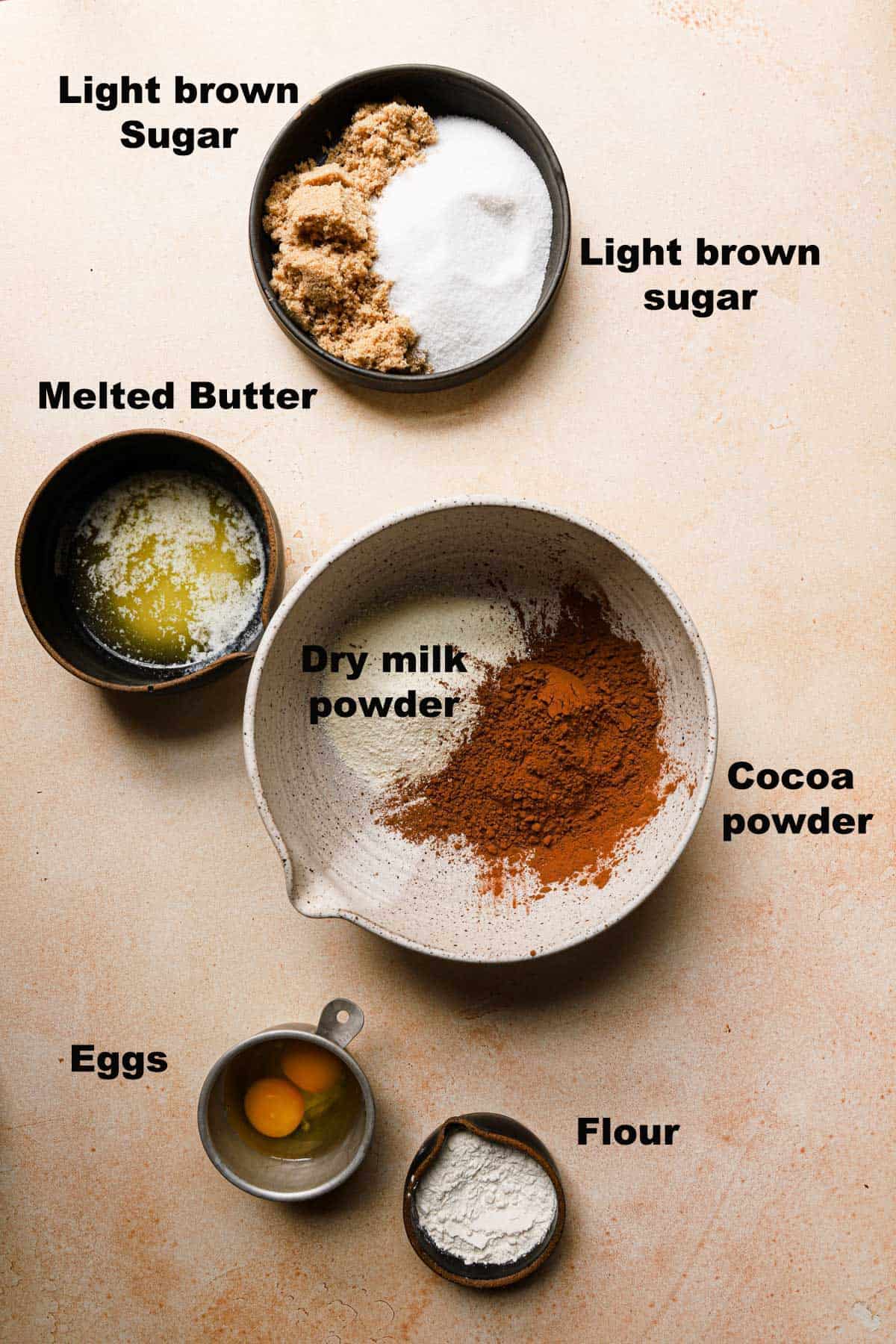 Ingredients to make brownies