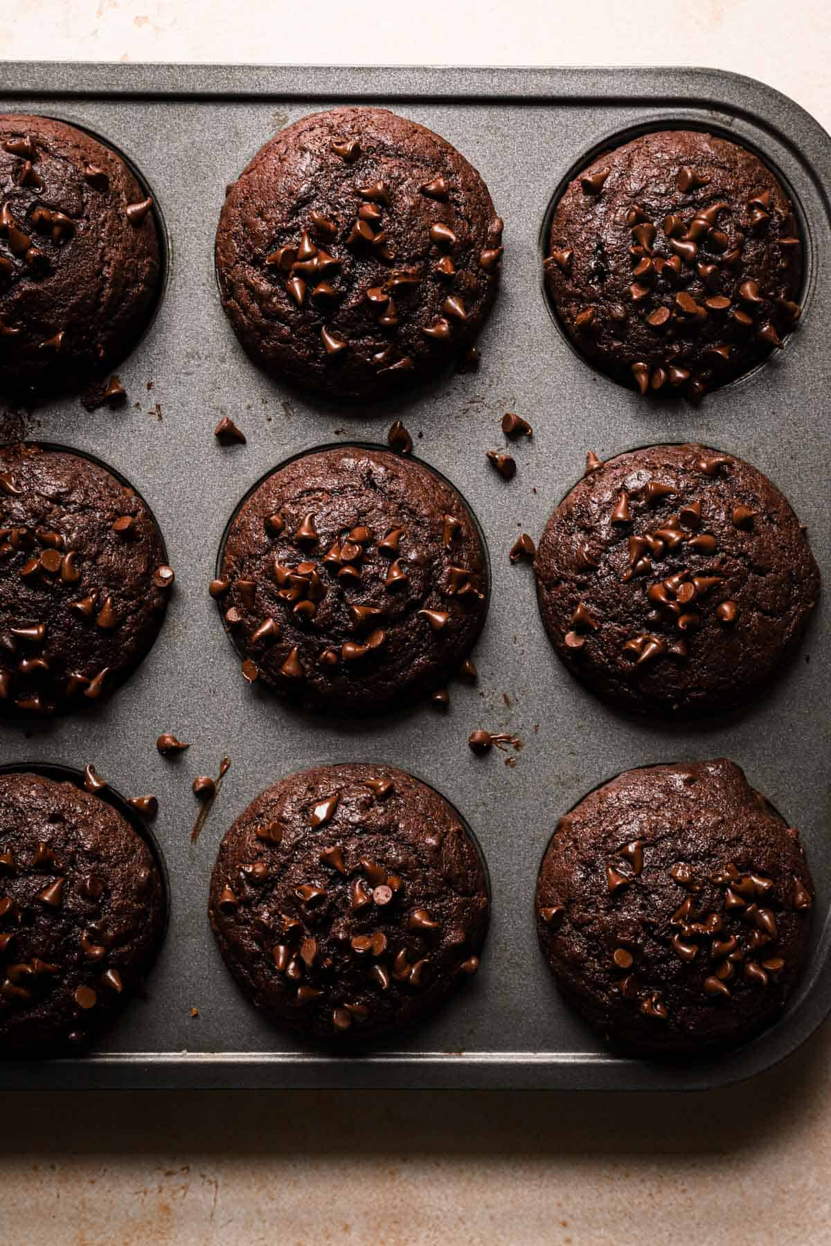 muffins topped with chocolate chips 