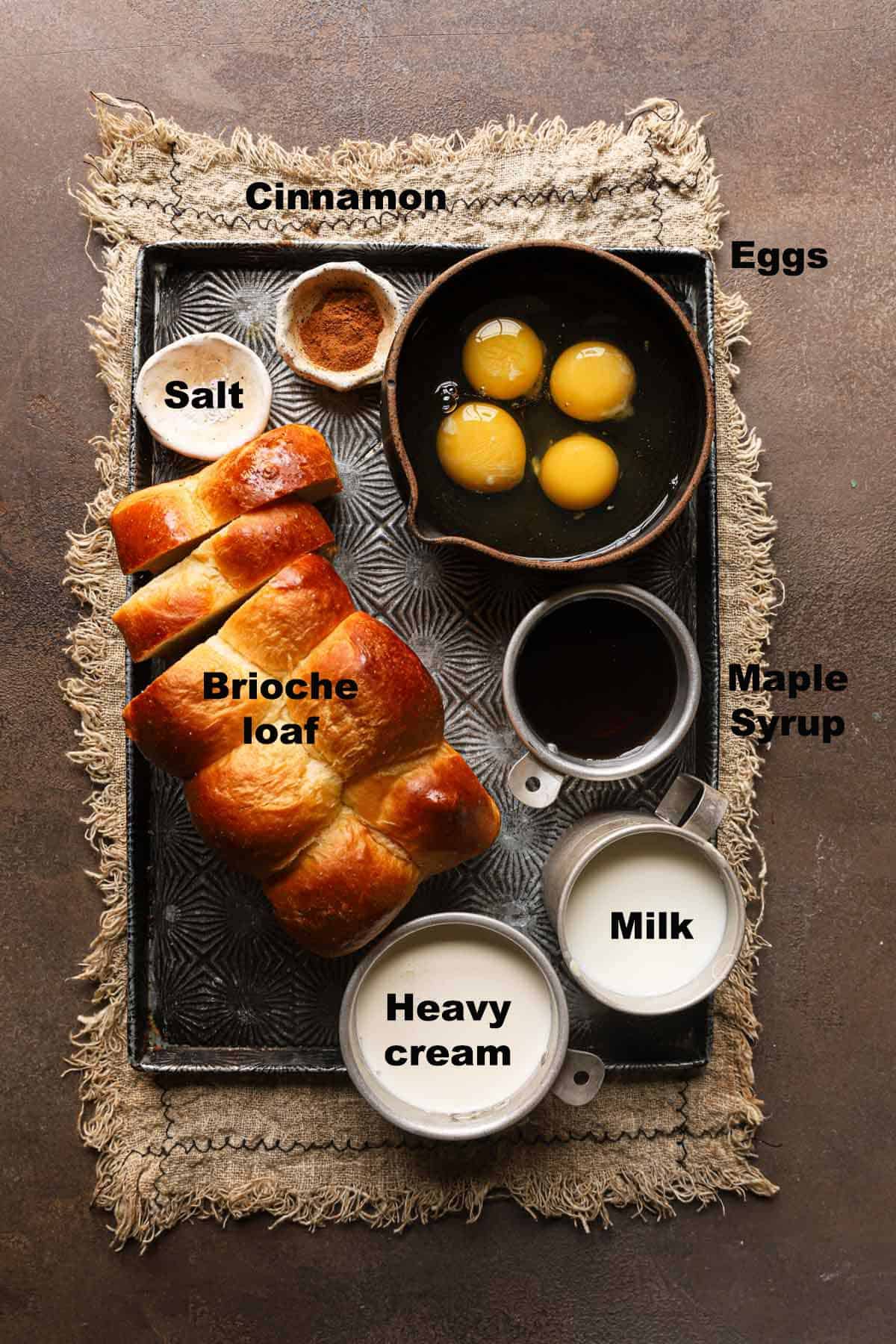 Ingredients to make french toast casserole