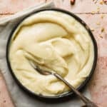 pastry creme in a bowl with a spoon