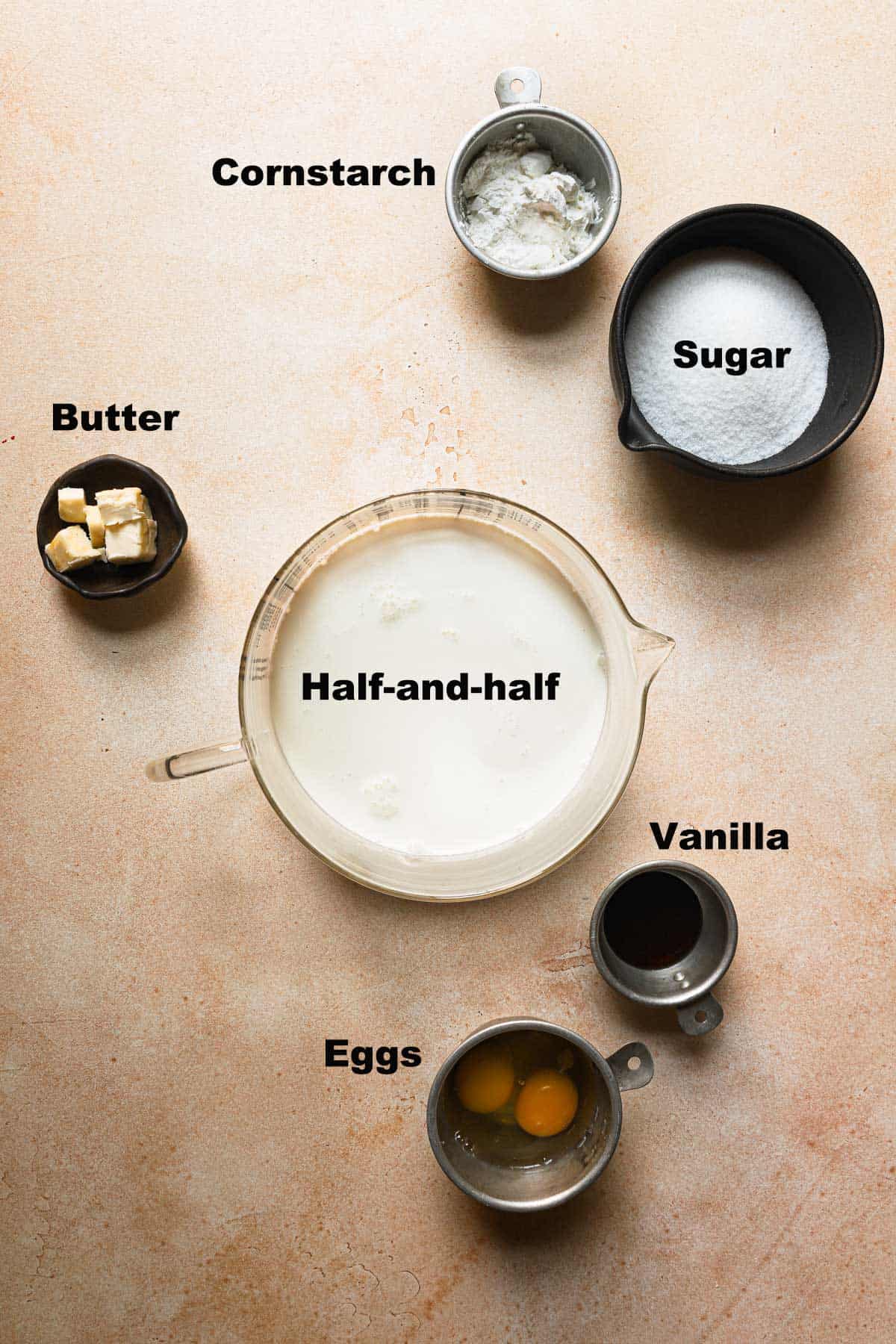 Ingredients to make pastry cream