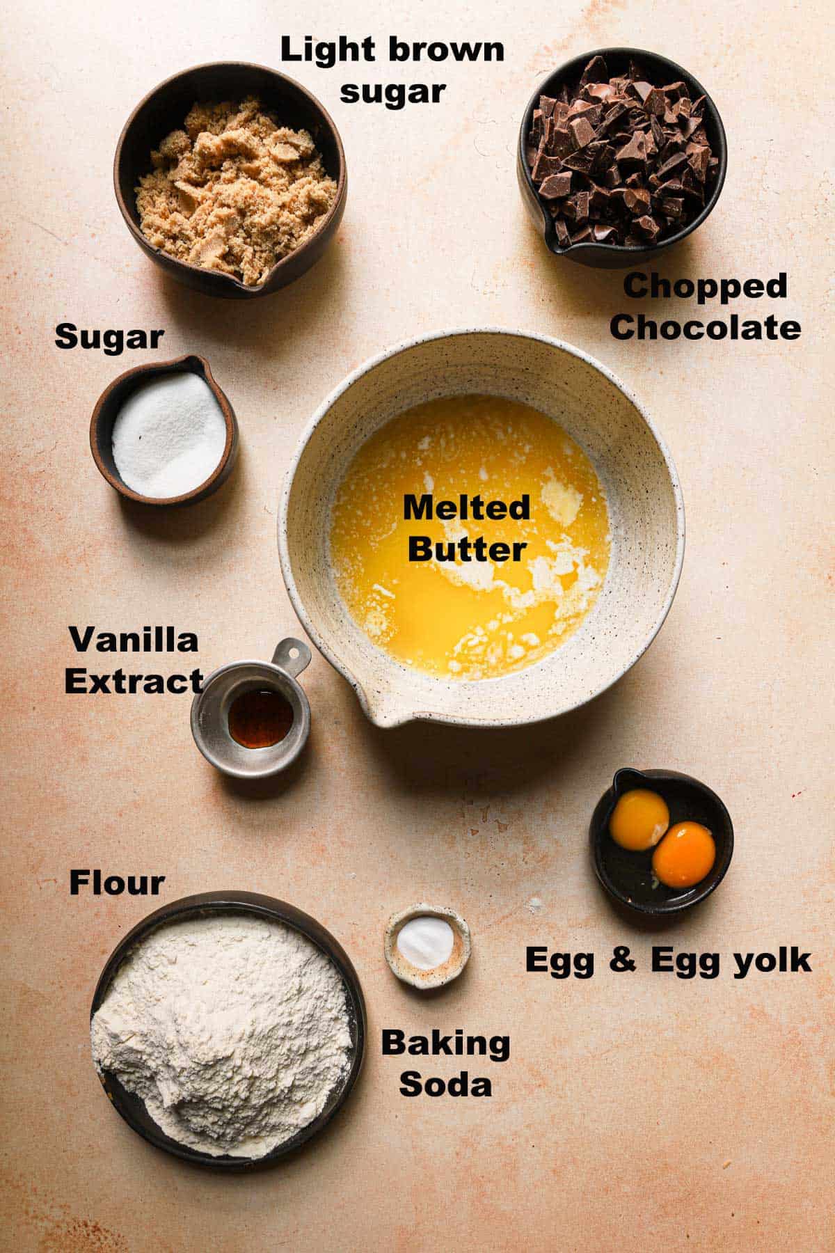 Ingredients to make chocolate chip cookeis