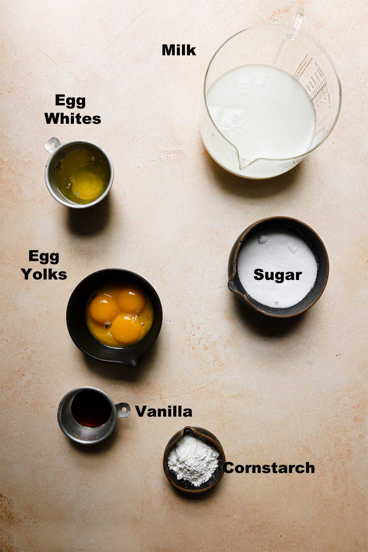 Ingredients to make chiboust cream