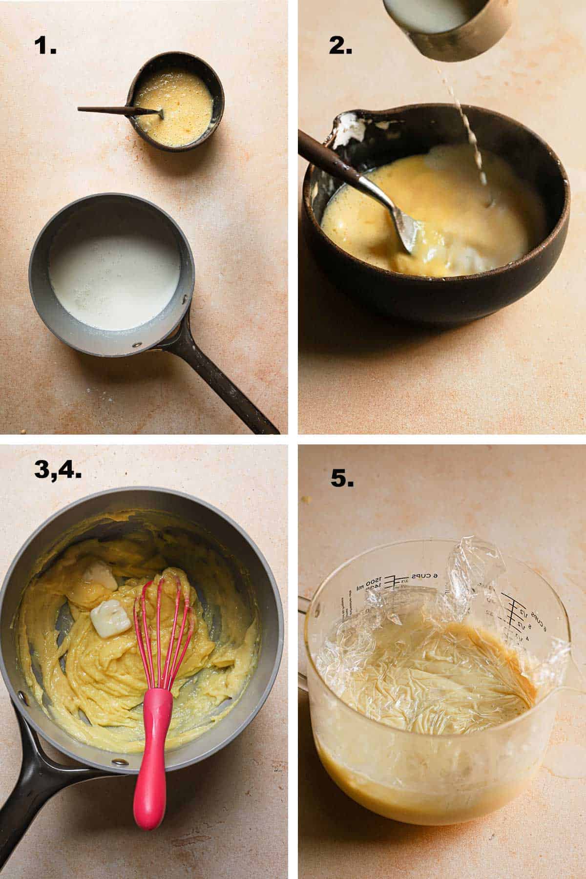 making pastry cream for filling
