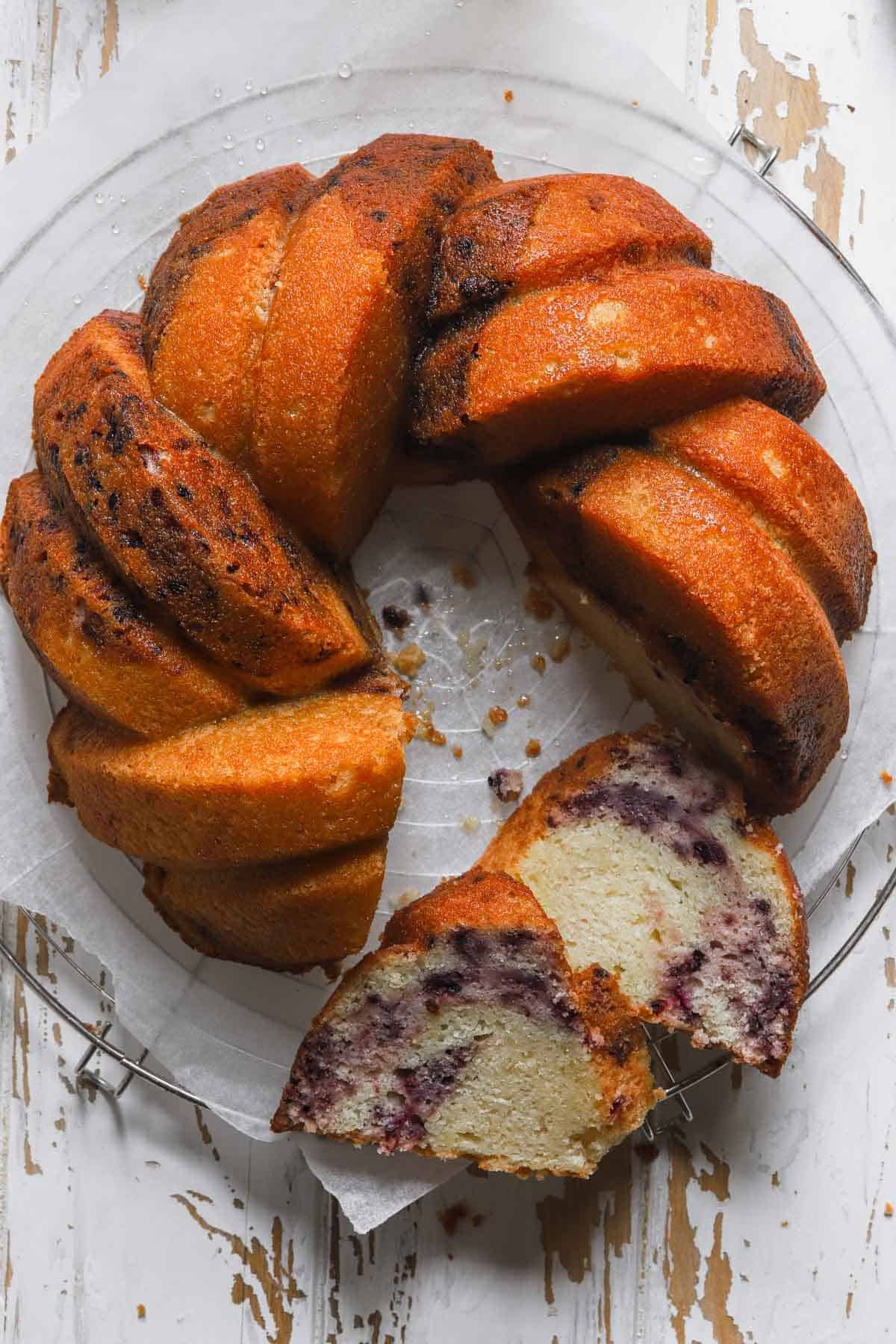 sliced Lemon Blackberry cake 