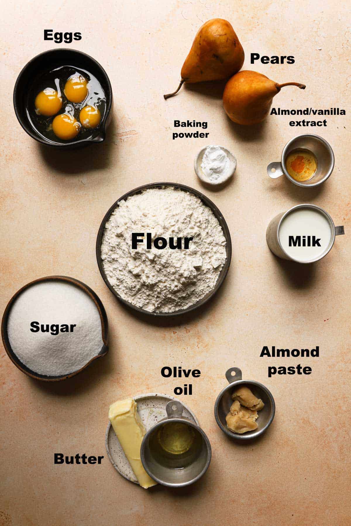 ingredients to make pear cake