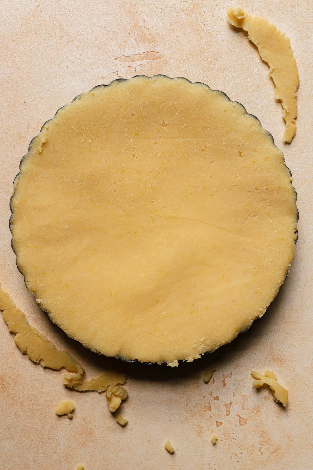 Torta della nonna topped with the top crust.