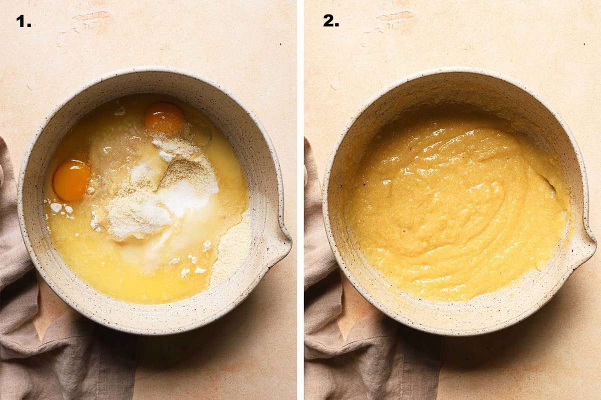 making almond creme in a bowl