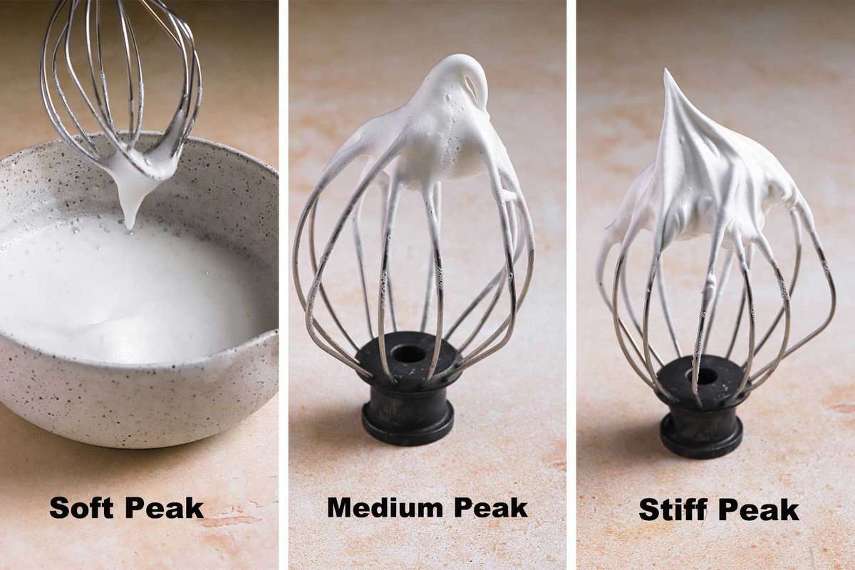 the types of meringue: soft, medium and stiff