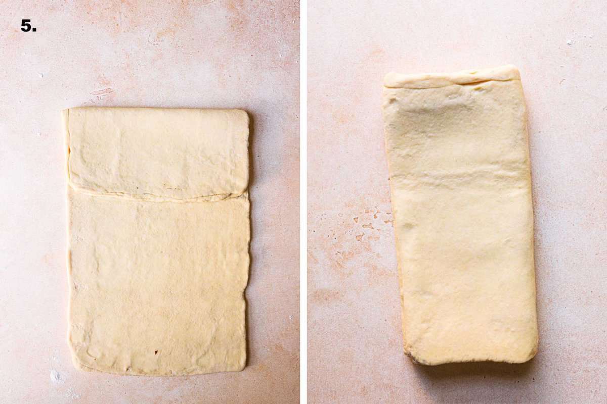 folding laminated dough into three