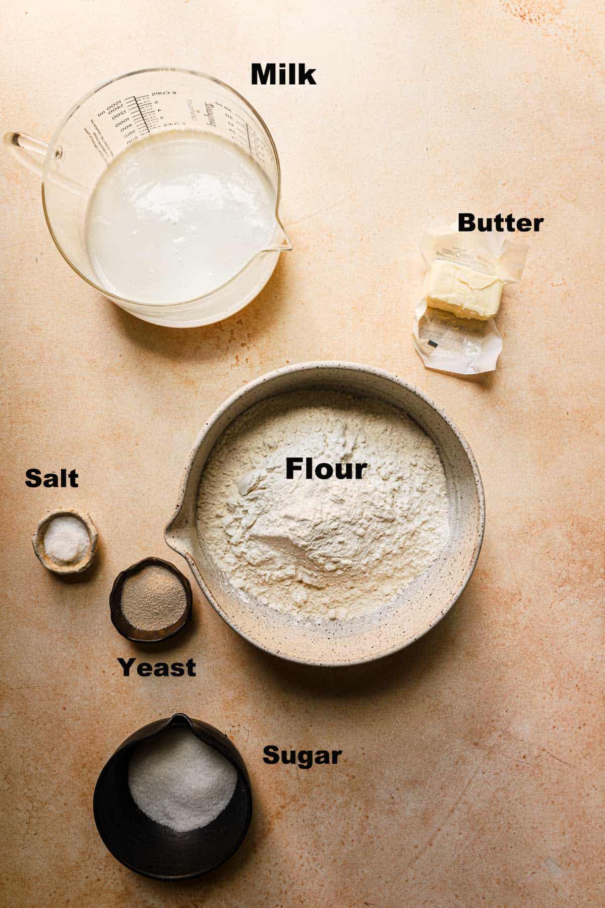 ingredients to make croissants muffins