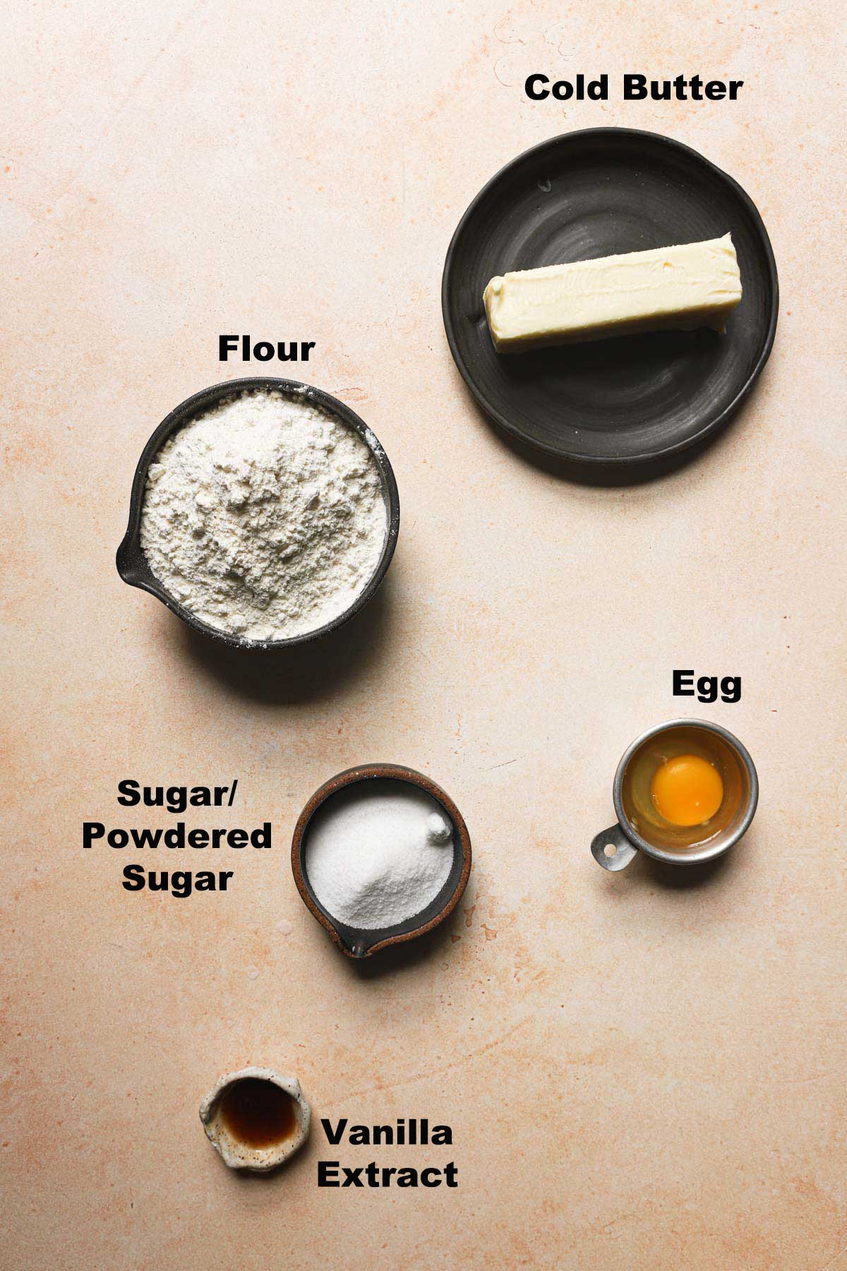 Ingredients to make sweet short crust