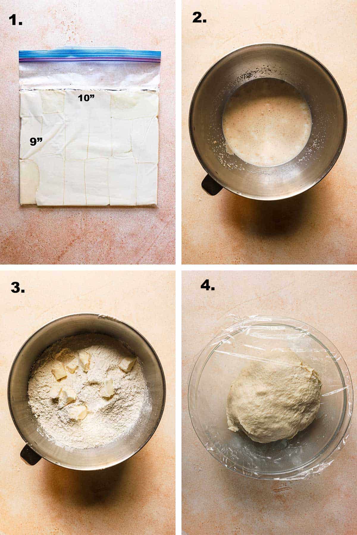 making dough for croissant muffins