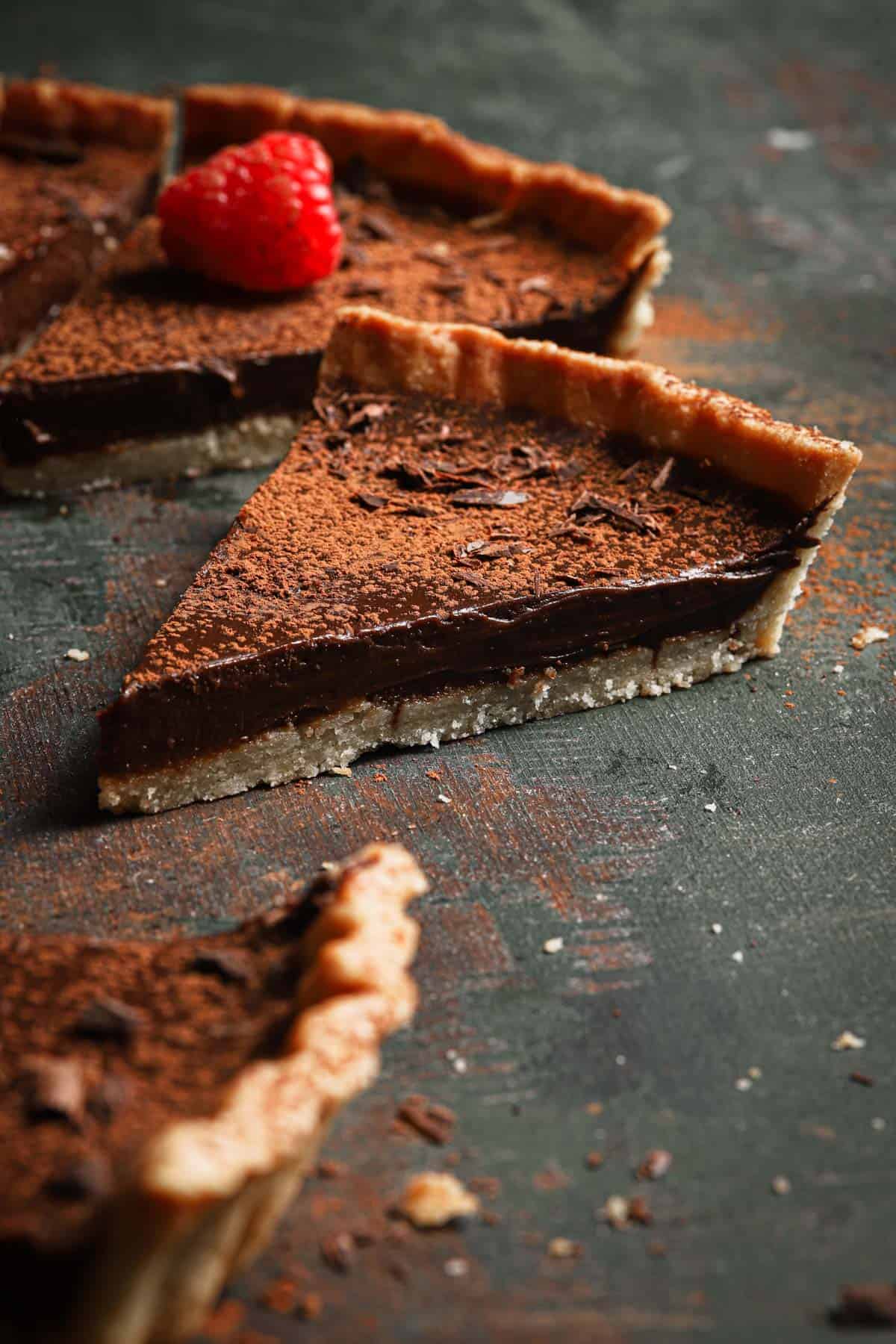 a slice of french chocolate tart
