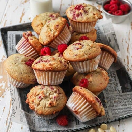 white chocolate raspberry muffins - Moist and Tender