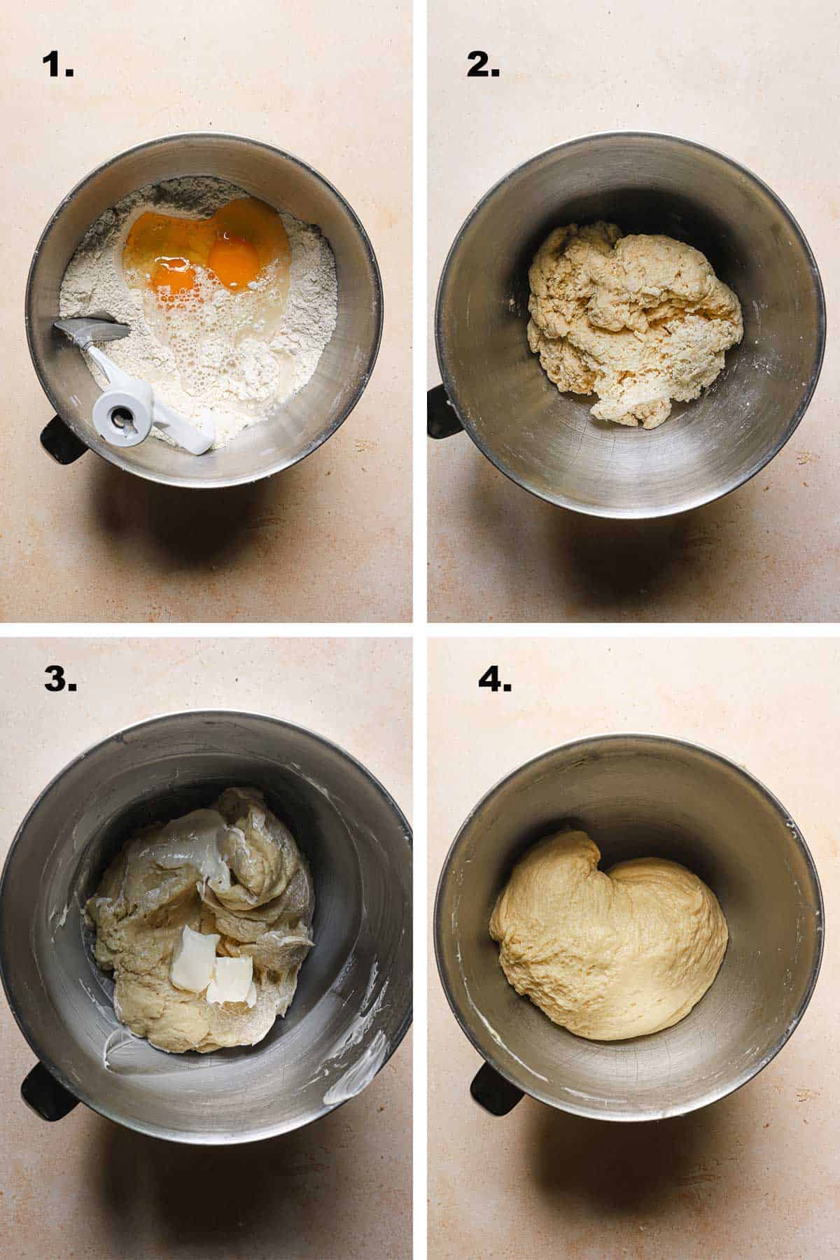ingredients to make brioche dough