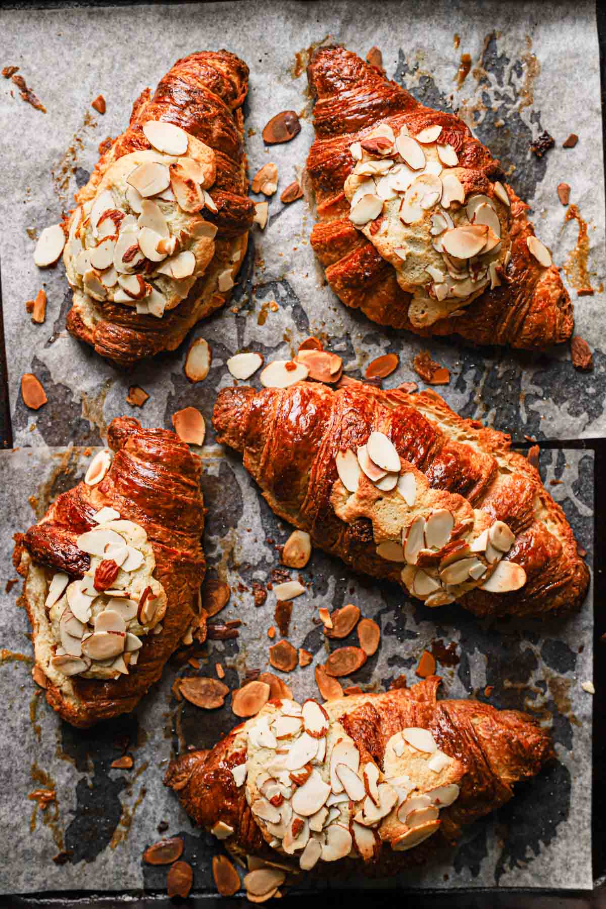 Almond filled Cornetti, sprinkled with sliced almonds