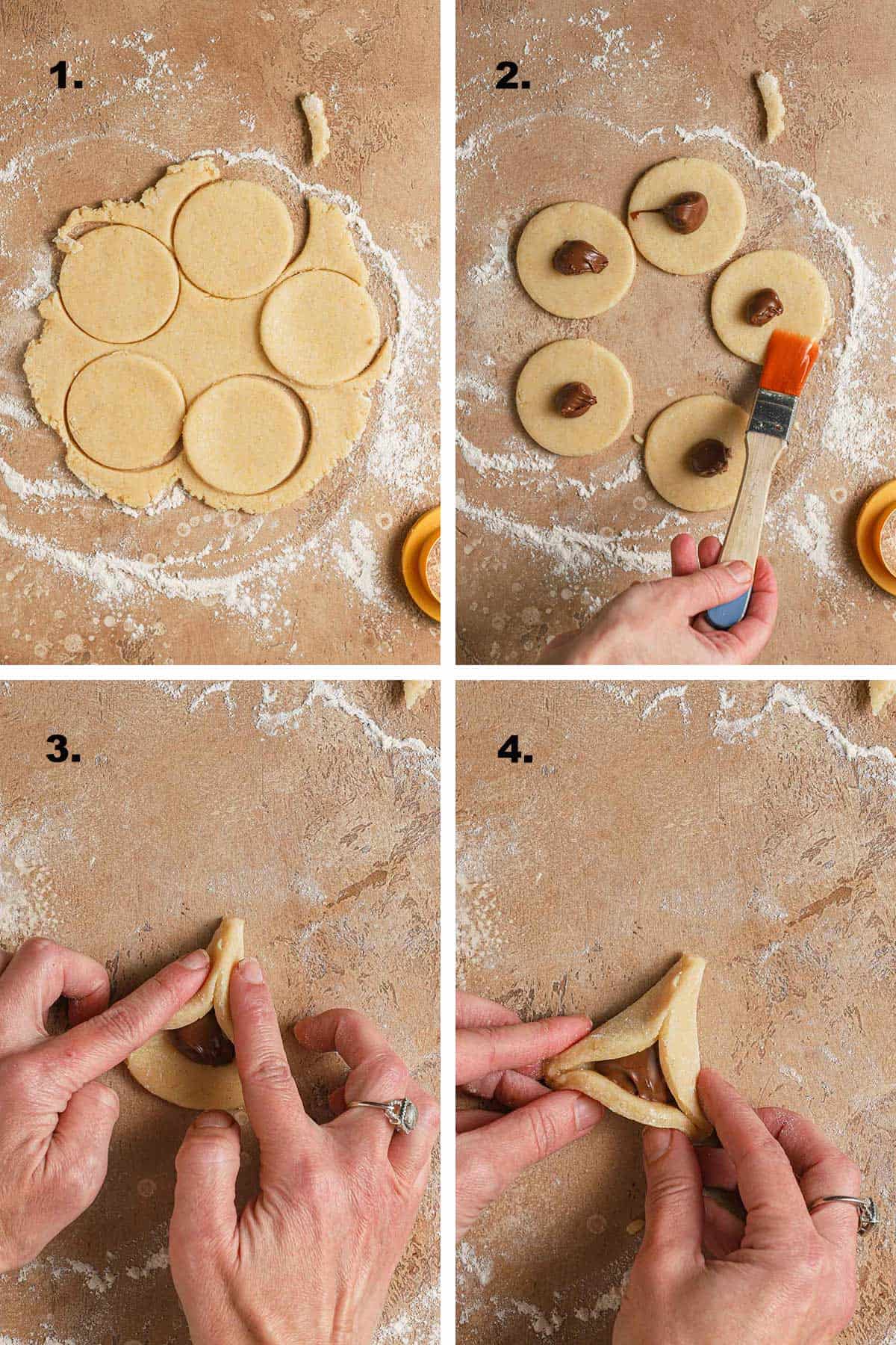 how to shape hamentashen cookies 