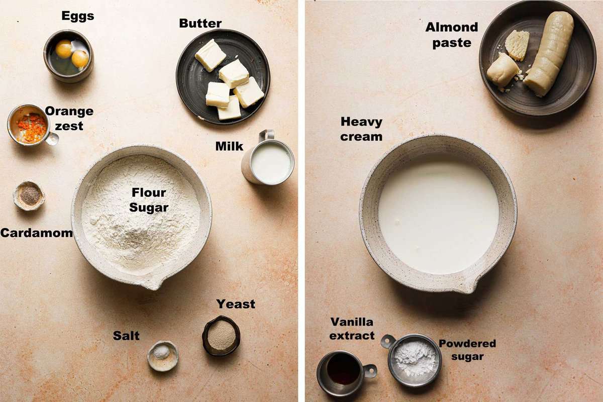 Ingredients to make Swedish cream buns