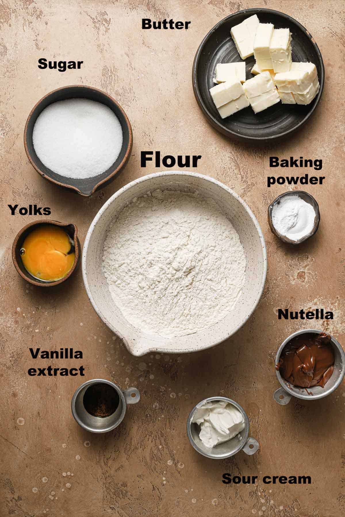 ingredients to make hamentaschen cookies 