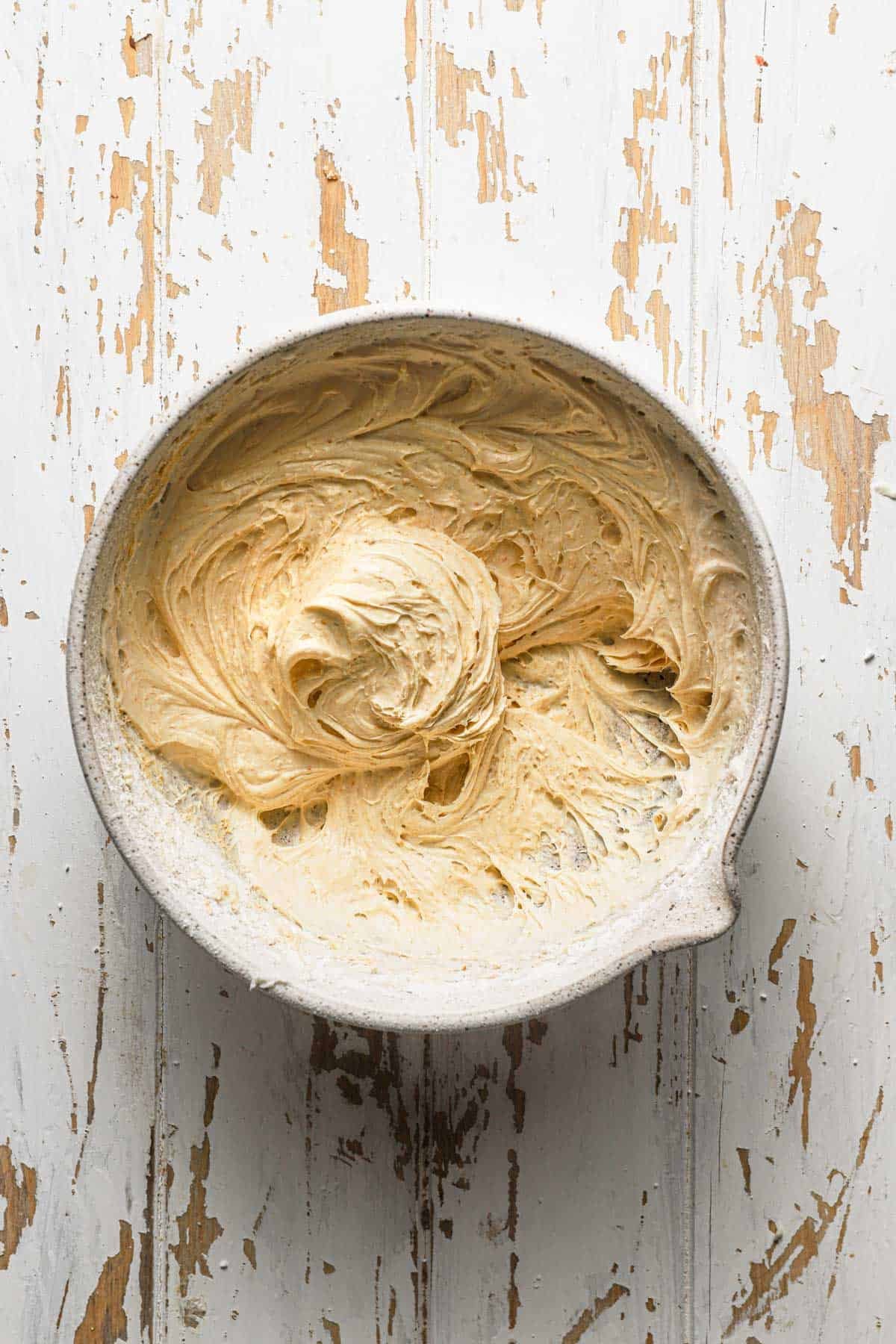 a bowl with brown butter cream.