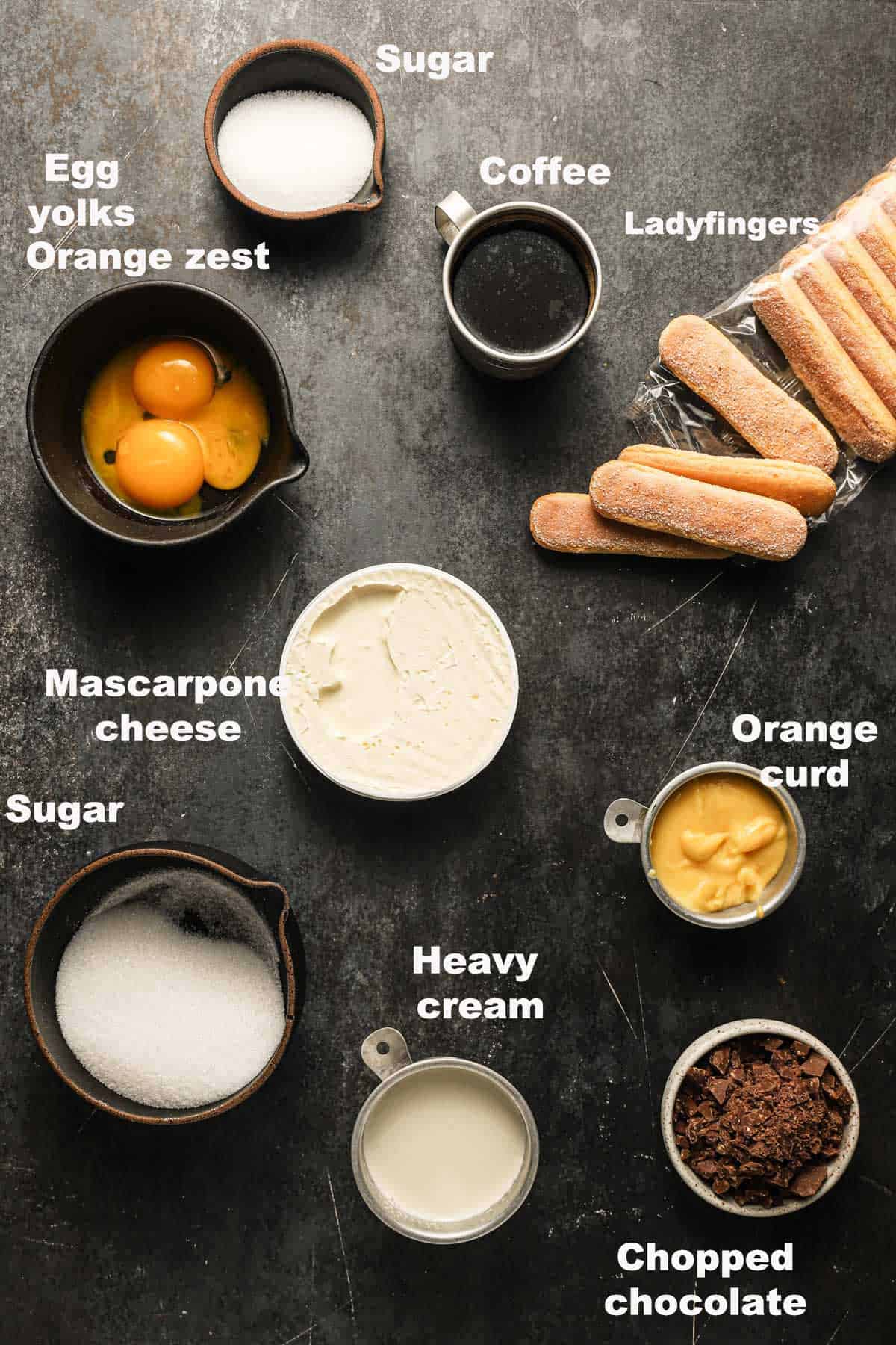 Ingredients to make orange tiramisu.