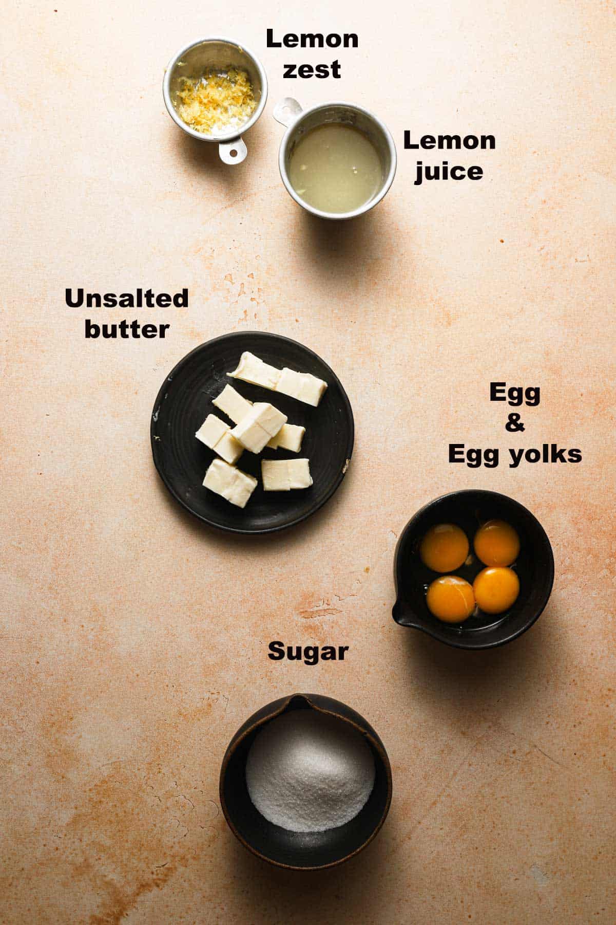 ingredients to make lemon custard.