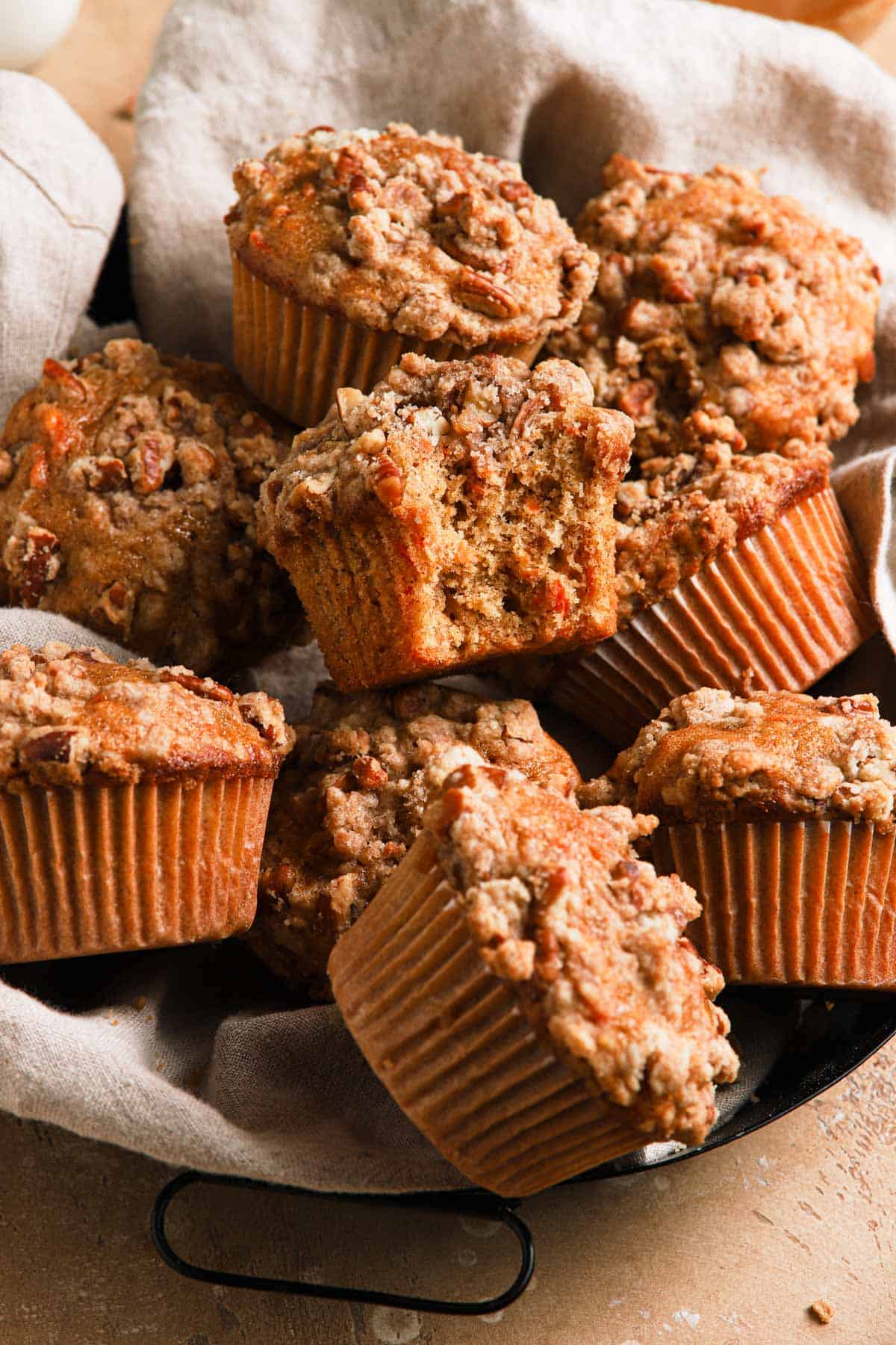 carrot cake muffins in a large bowl.