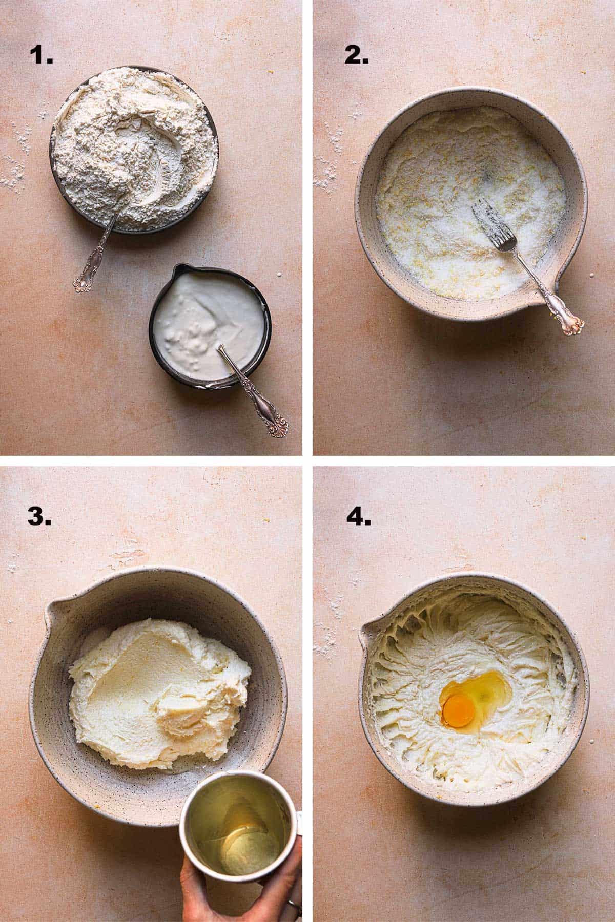 Four step to make italian lemon cake.