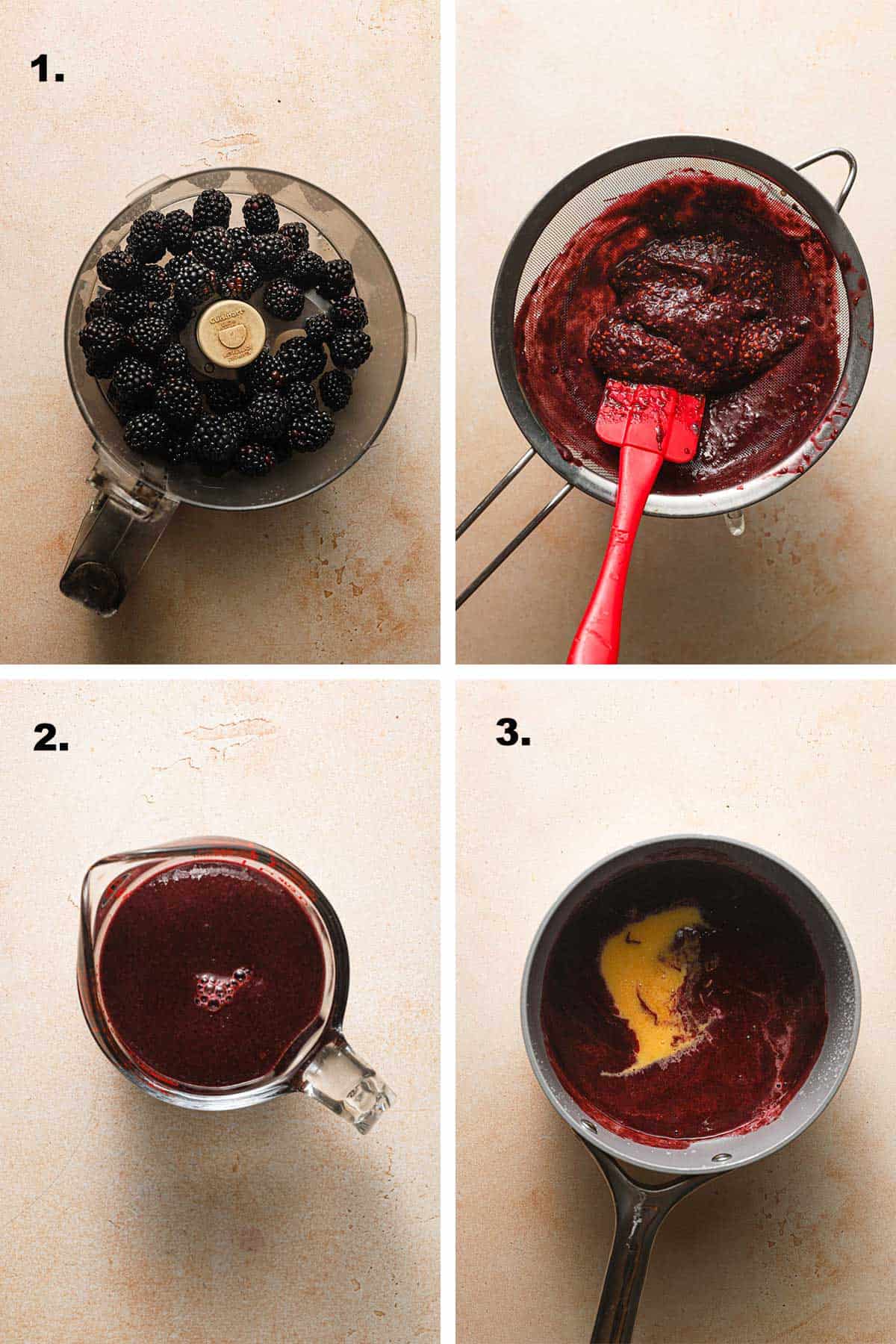 Steps to make berry custard.