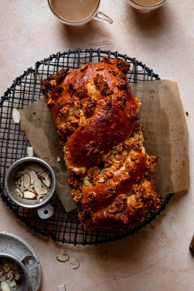 Baked almond babka.
