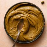 Pistachio Frangipane paste in a bowl.