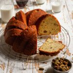 pistachio bundt pan on a cooking rack.