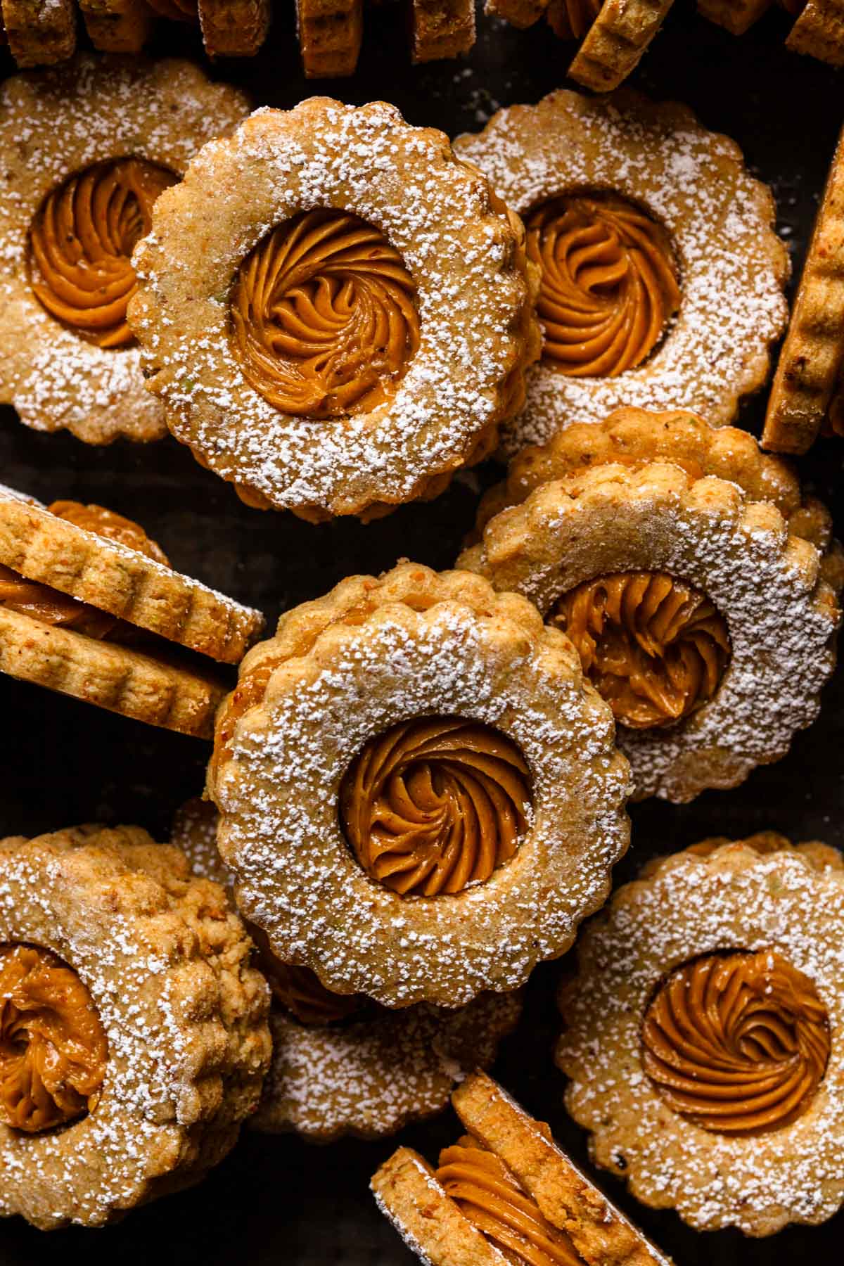 Pistachio linzer cookies.