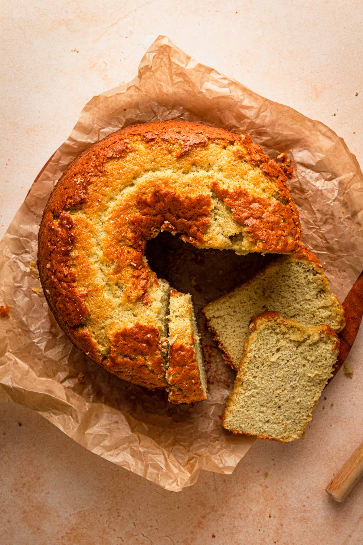 Pistachio chiffon cake.
