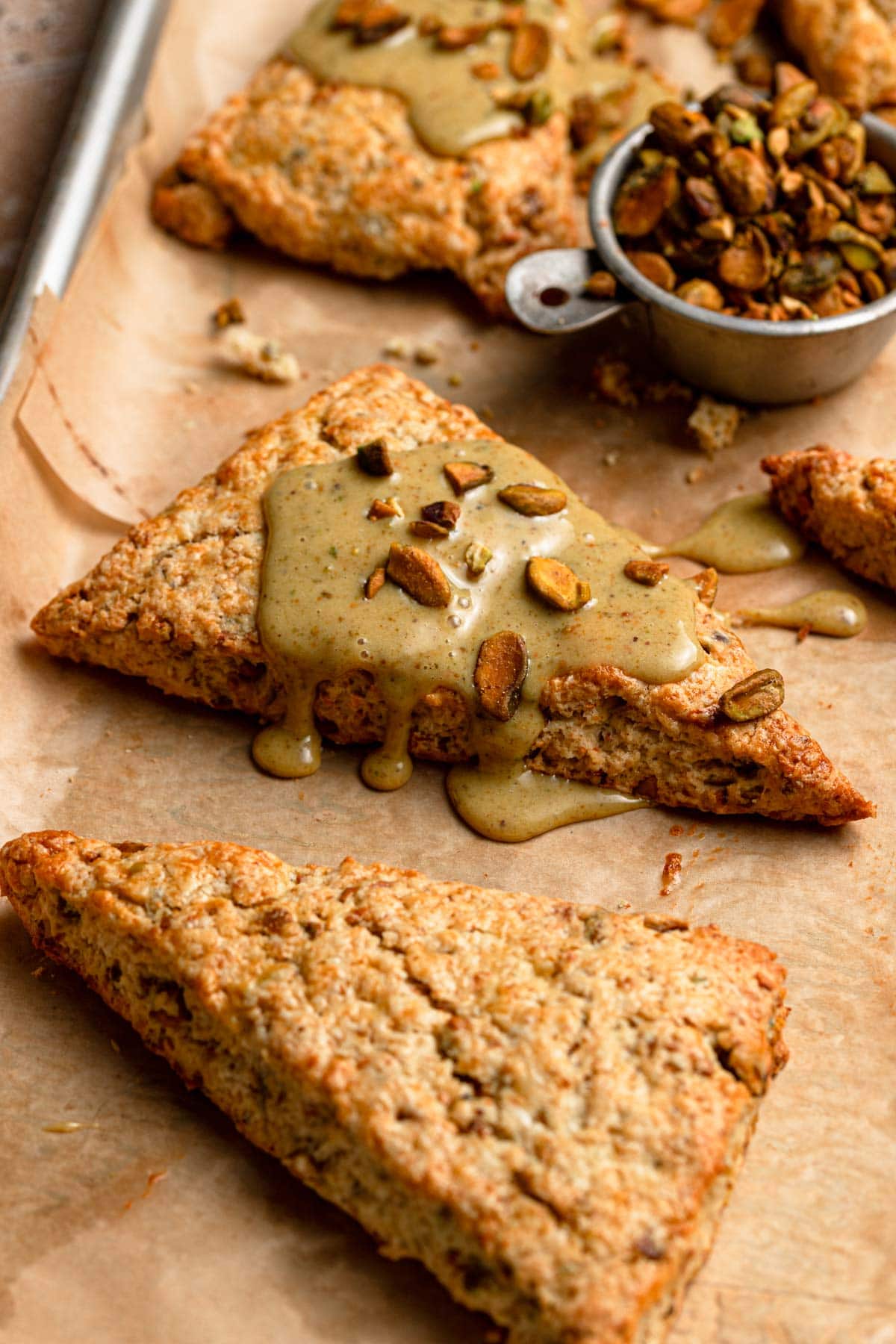 Pistachio glazed scone.