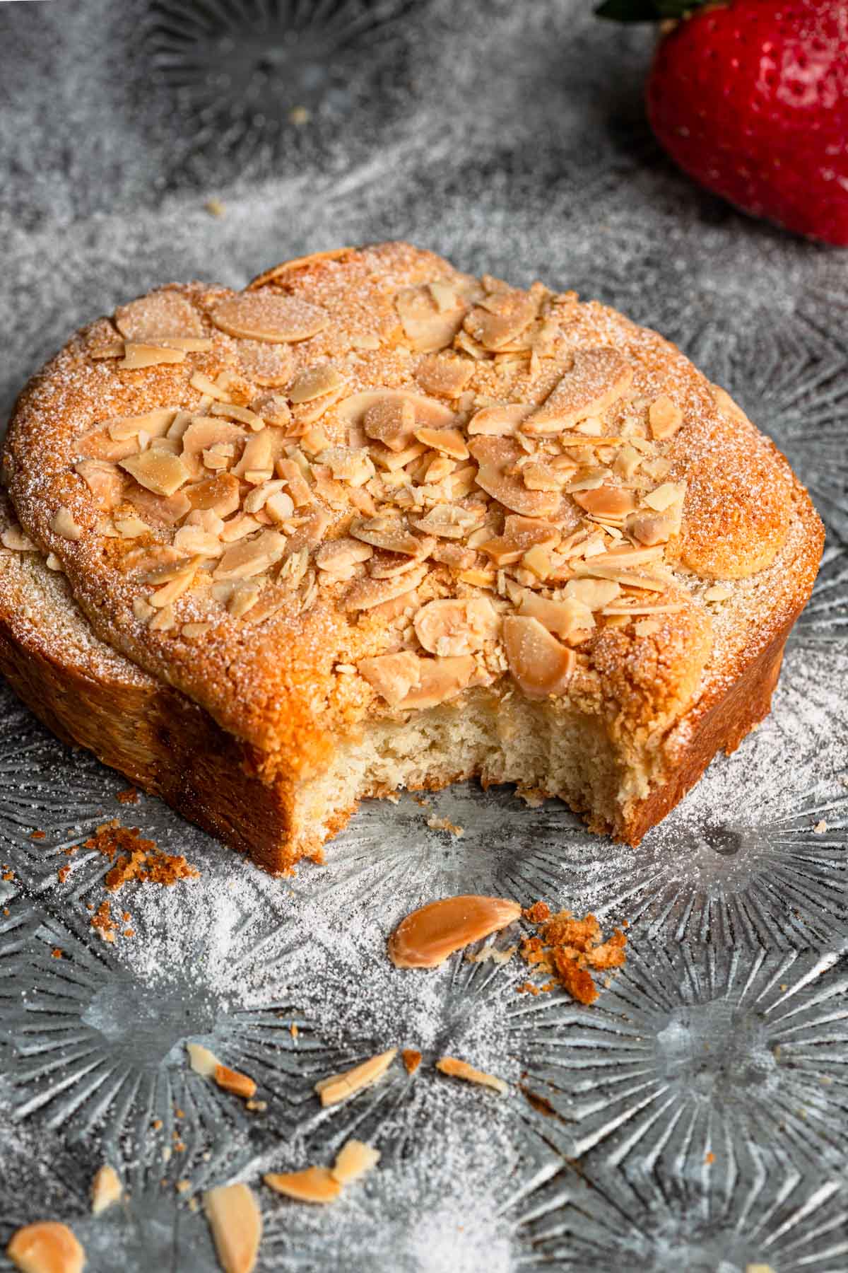 Double baked almond brioche bread.