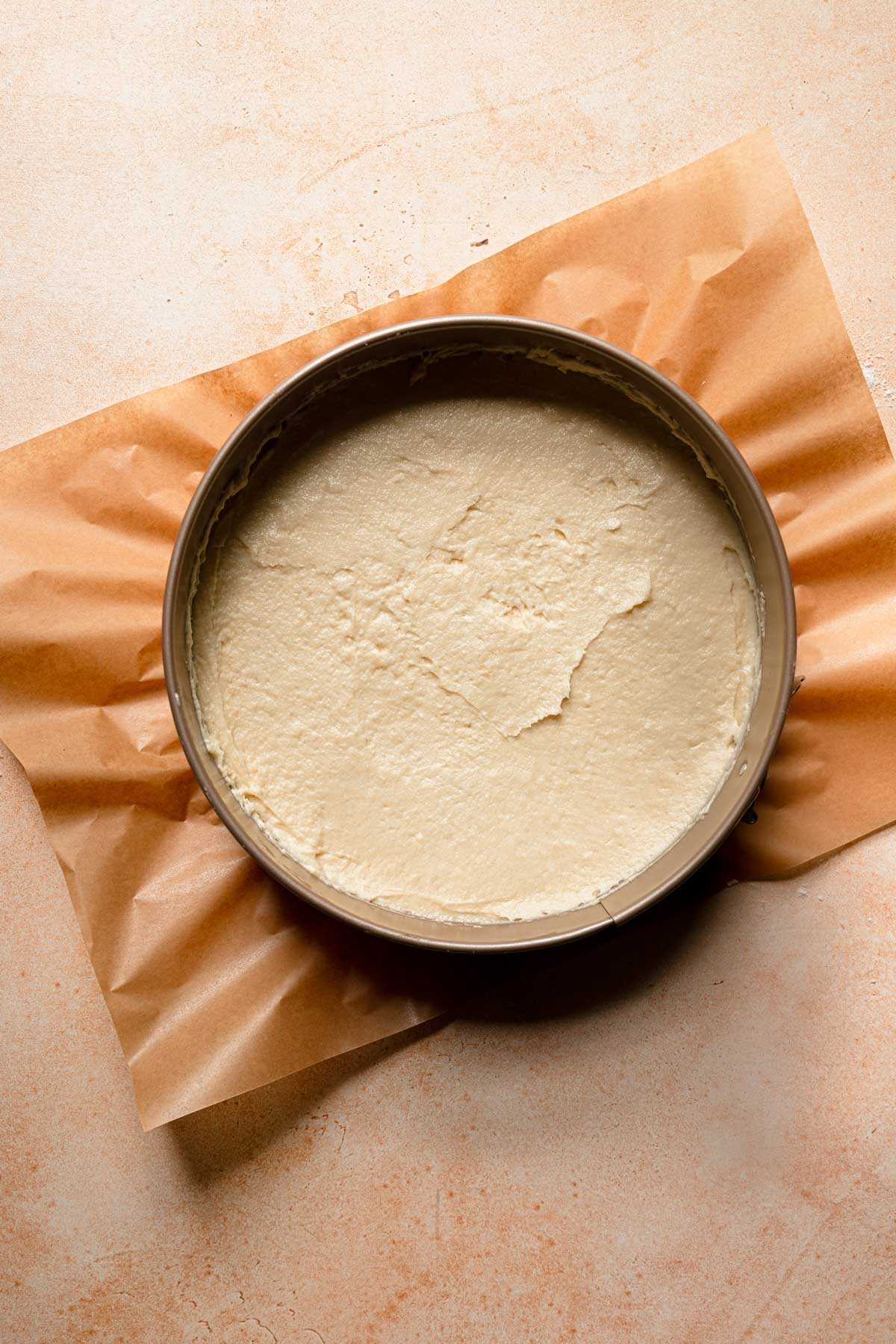 A pan with cake batter.