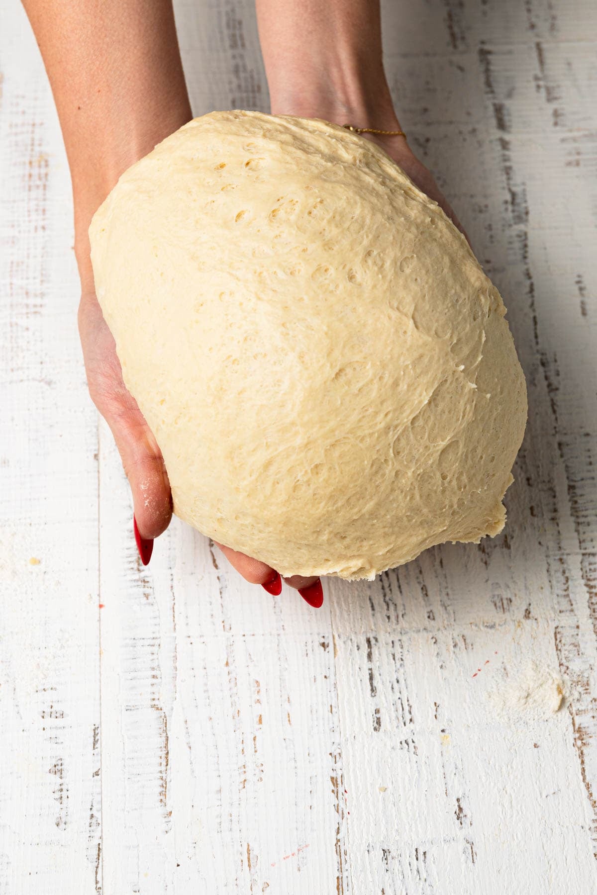 Soft dough in hands.