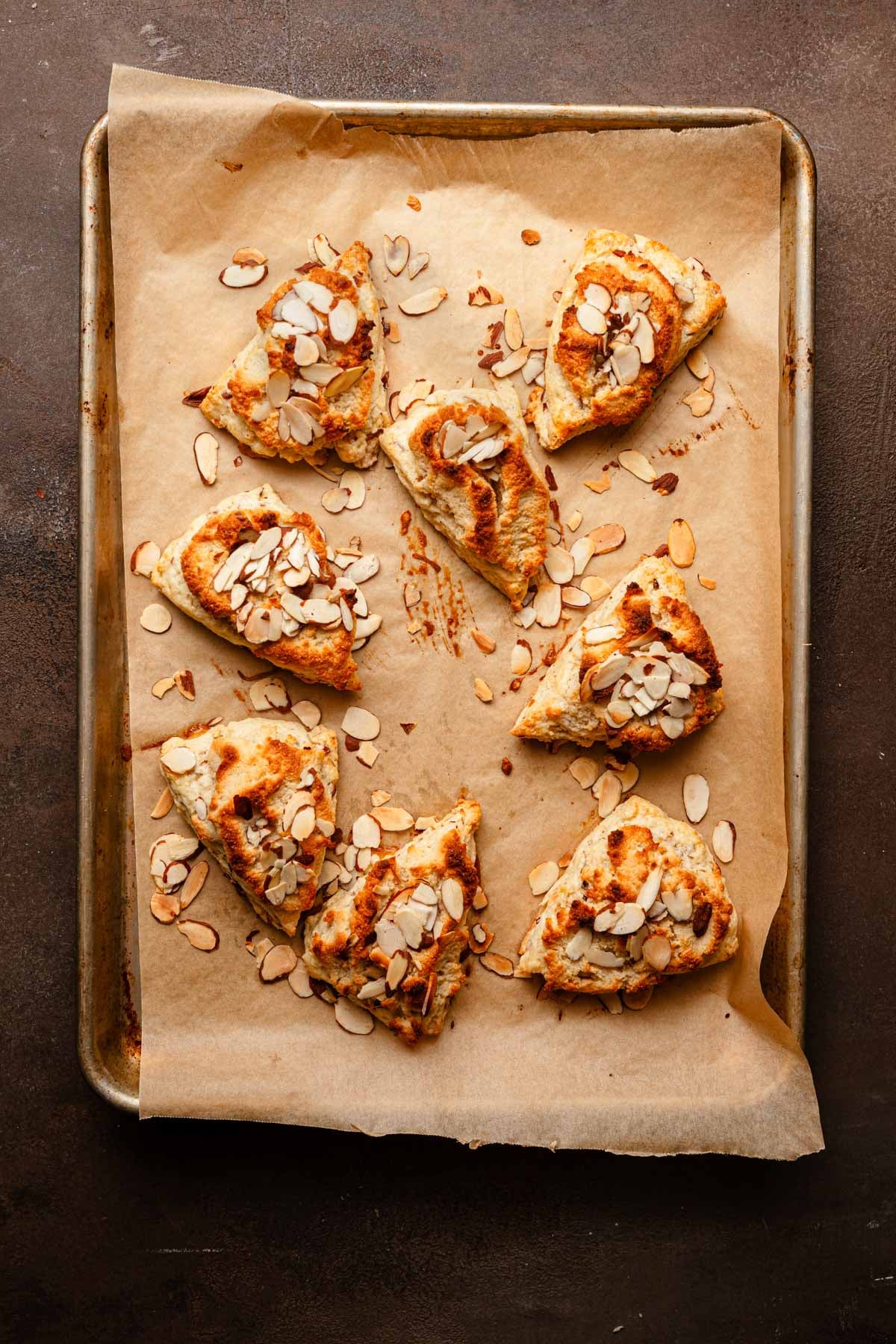 Baked almond croissant scones.