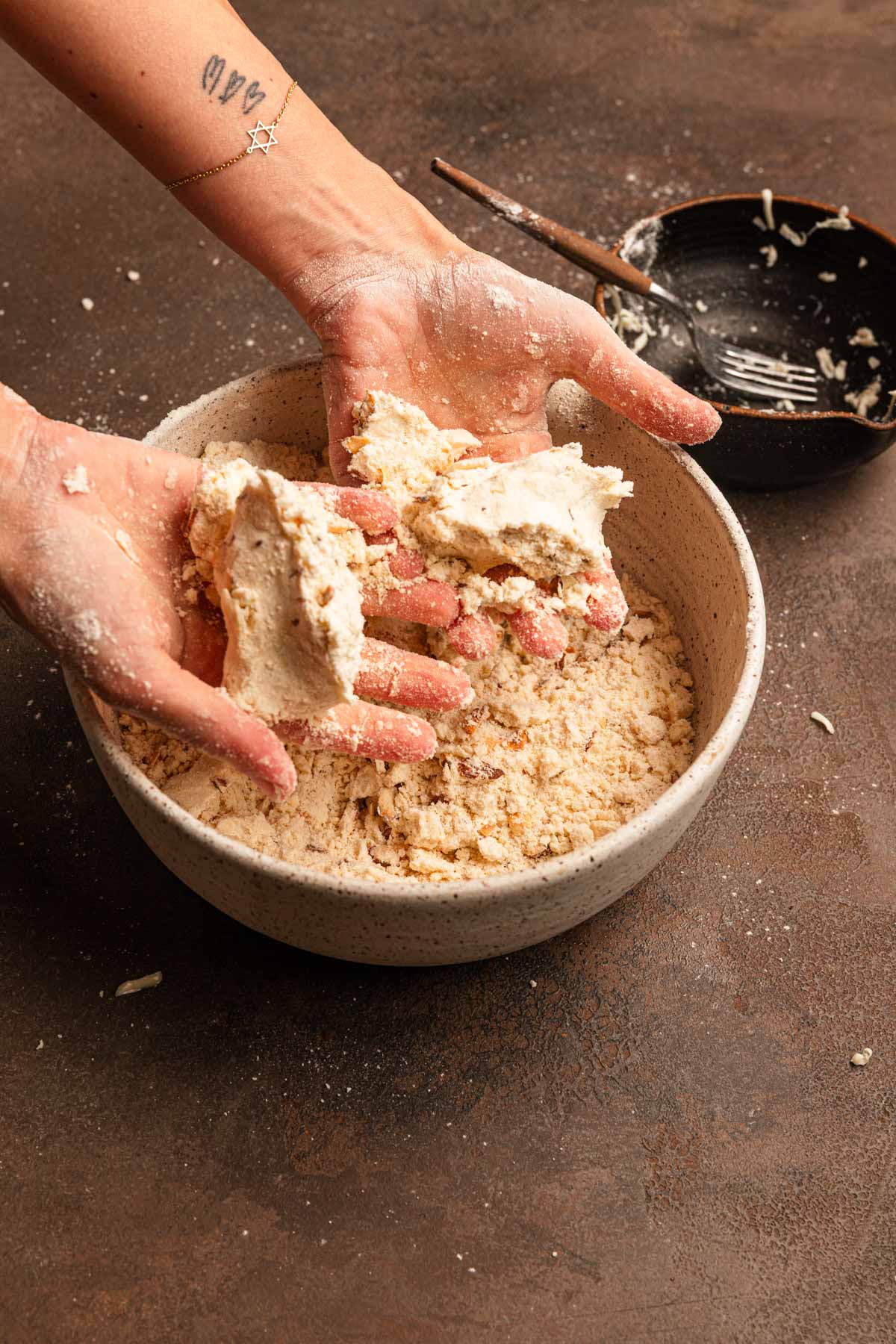Flour coated with butter for making pastry.