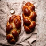 two four strands challahs.